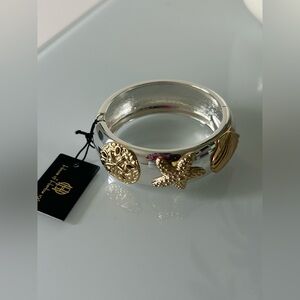 Viral HoH1960 Silver and Gold Shell Coastal Cuff Bracelet